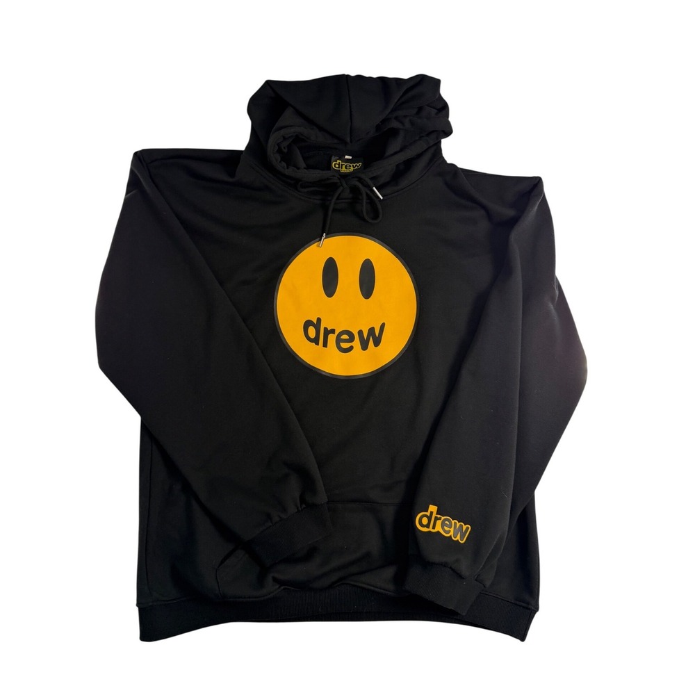 Drew House Mascot Hoodie Black Yellow Smiley Face Large Streetwear Justin Bieber